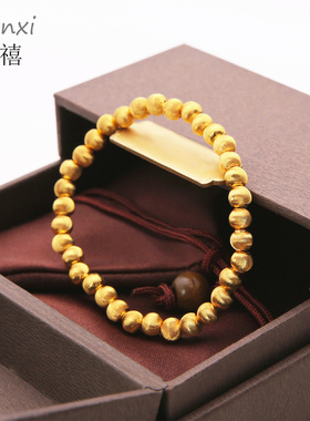 猫眼手串金色拉丝圆珠手链