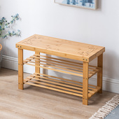 楠竹换鞋 柜 架子经济型宿舍可坐鞋 凳家用门口试鞋 凳简易实木多层鞋