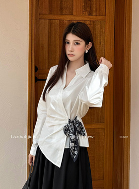 LS 优雅时尚v领休闲百搭衬衫广州十三行2026早春新品女装