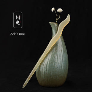 天然真牛角发簪古风韧性好不易折断高级感日常盘发简约簪子女