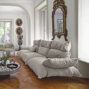 广东佛山高端棉麻奶油中古风别墅大平层客厅布艺沙发双人三人直排