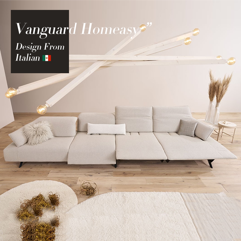 客厅直排奶油中古风电动直排沙发