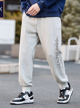 TEEK灰色秋季男士休闲裤子2025春秋新款运动束脚跑步学生宽松卫裤