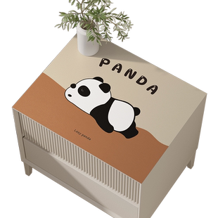 可爱熊猫床头柜垫子盖布防尘罩卡通高档桌面垫防水烫卧室桌布皮革