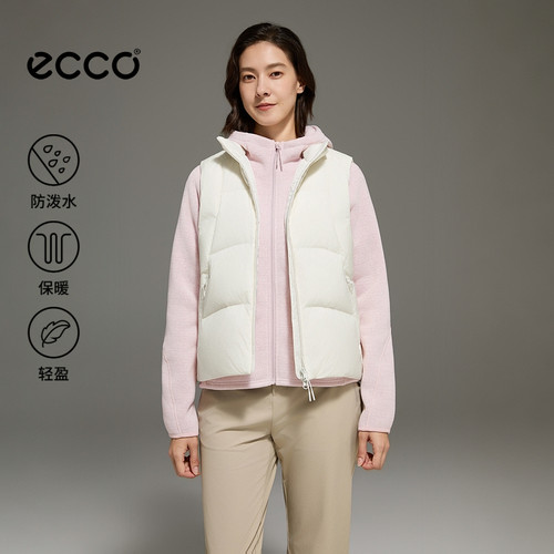 ECCO爱步羽绒服女 防泼保暖轻盈简约立领运动马甲外套ES263J091F