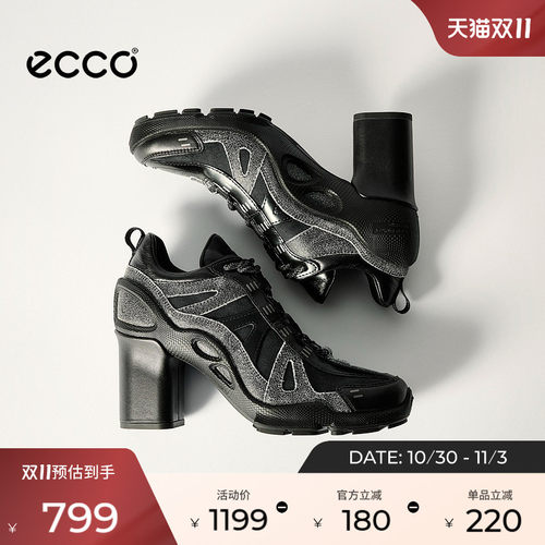 ECCO爱步时尚粗跟运动风高跟鞋