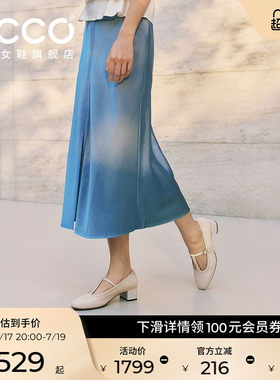 ECCO爱步女鞋 春季新款气质粗跟T字带法式玛丽珍单鞋 丽芙250613