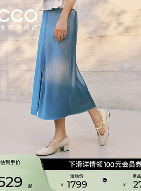 ECCO爱步女鞋 春季新款气质粗跟T字带法式玛丽珍单鞋 丽芙250613