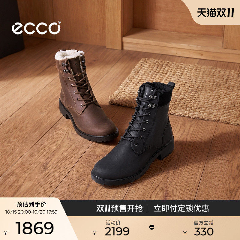 ECCO爱步女鞋 26秋冬新款羊毛保暖马丁靴工装靴 都市维也纳231373