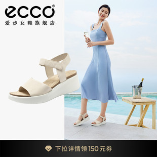 一字带坡跟松糕凉拖鞋 ECCO爱步凉鞋 夏季 柔畅272313 女 简约厚底鞋