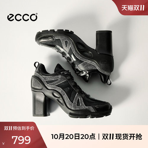 ECCO爱步时尚粗跟运动风高跟鞋