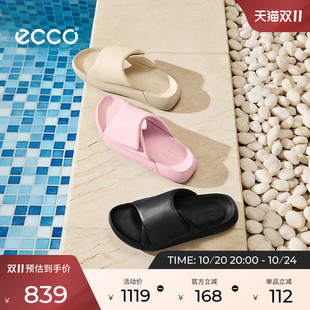 ECCO爱步厚底拖鞋女 夏季休闲泡芙牛皮百搭轻便凉鞋 科摩206683