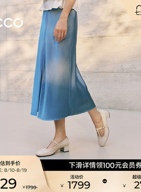 ECCO爱步女鞋 春季新款气质粗跟T字带法式玛丽珍单鞋 丽芙250613