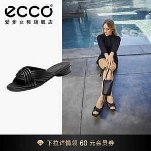 雕塑233813 春夏交叉带低跟低跟软底一字拖 ECCO爱步女鞋 拖鞋