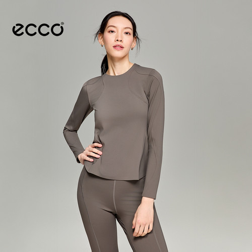 ECCO x NRL联名 26新款黑色简约修身亲肤长袖正肩T恤 EN263T054F