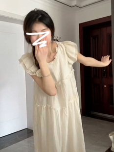 海边度假女装 2025新款 白色连衣裙子夏季 法式 初恋小个子长裙 小飞袖