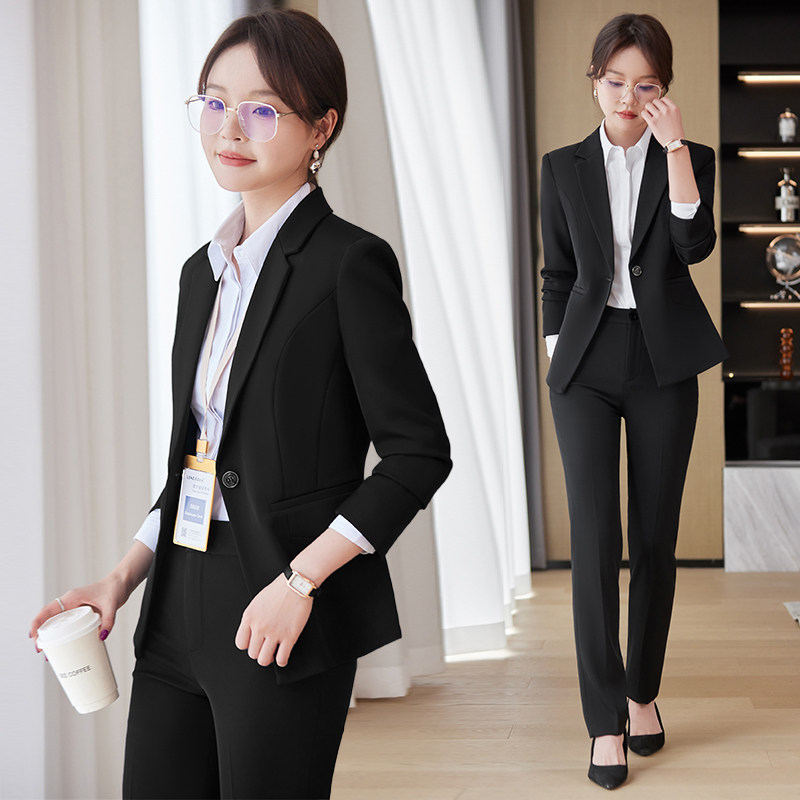 黑色西装套装女秋冬新款职业装正装高级感酒店经理工作服西服外套