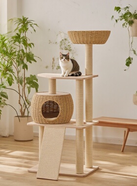 藤编猫爬架猫窝猫树一体易打理剑麻多层大型剑麻跳台猫抓板布偶猫
