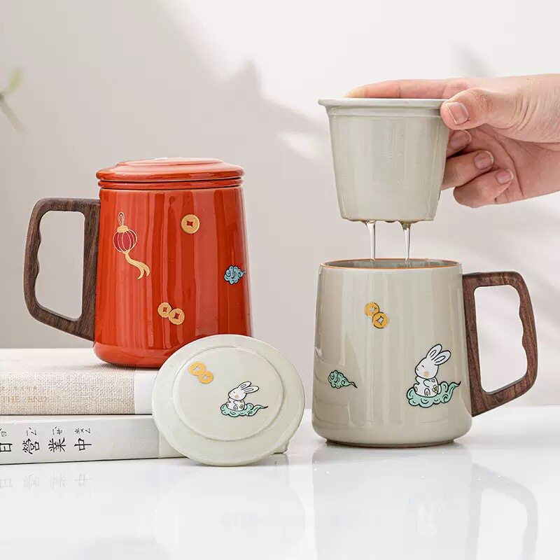 高档男士个人专用办公室陶瓷茶杯水杯茶水分离杯杯子滤茶杯礼物