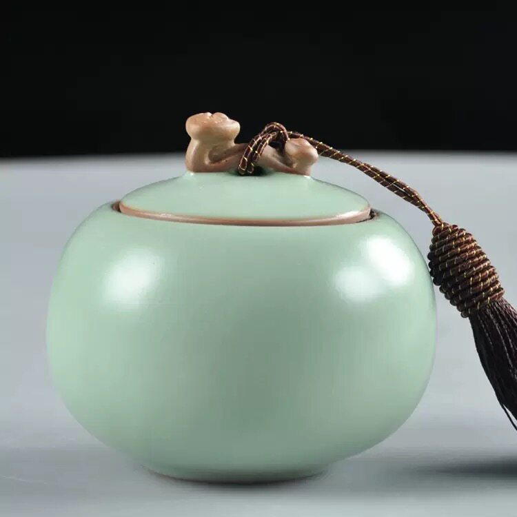 如意汝窑开片茶叶罐陶瓷茶罐存储密封陶罐小号家用普洱茶盒批发