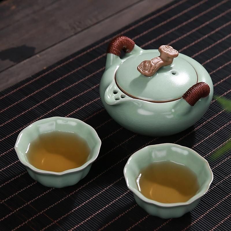 汝瓷茶壶家用泡茶过滤网便携式茶具陶瓷单壶豪华汝窑手抓壶泡茶器