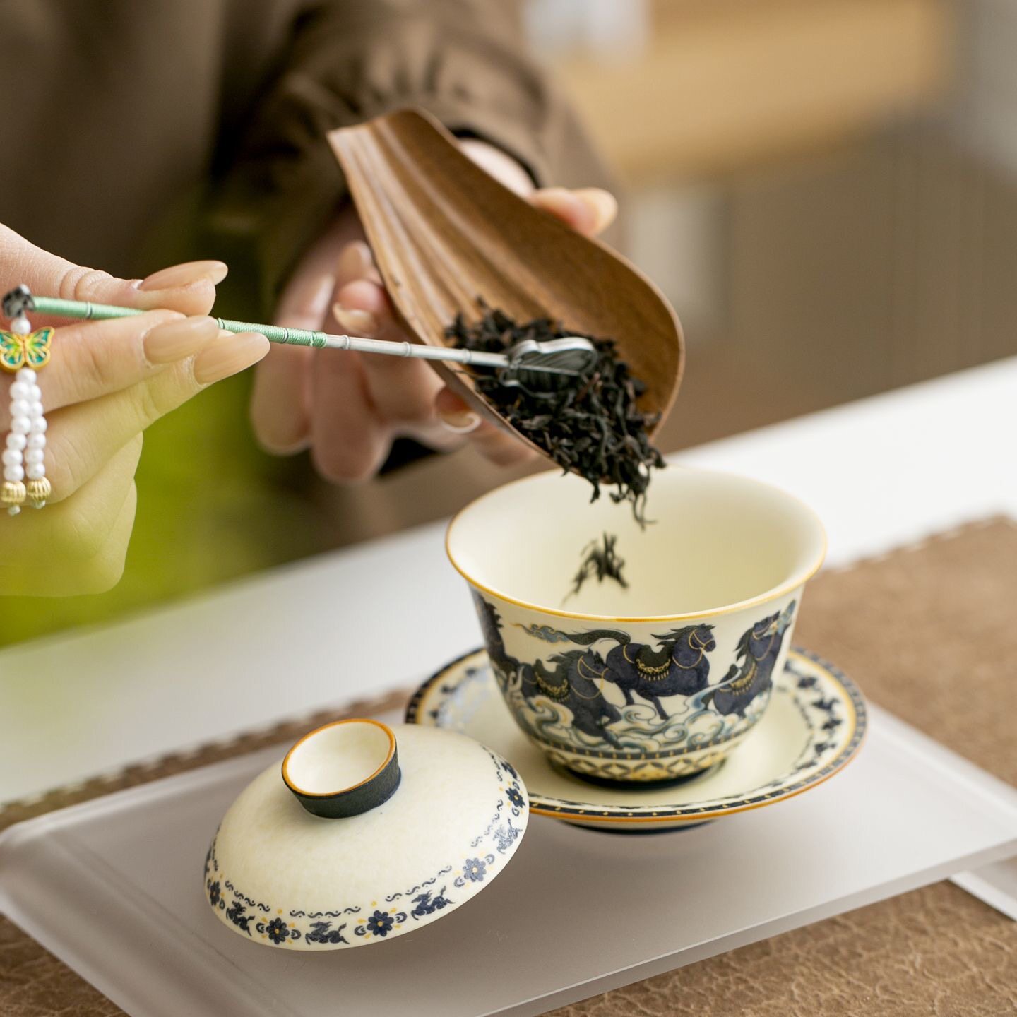 复古陶瓷盖碗茶杯套装家用泡茶碗茶杯茶具套装个人专用喝茶杯水杯