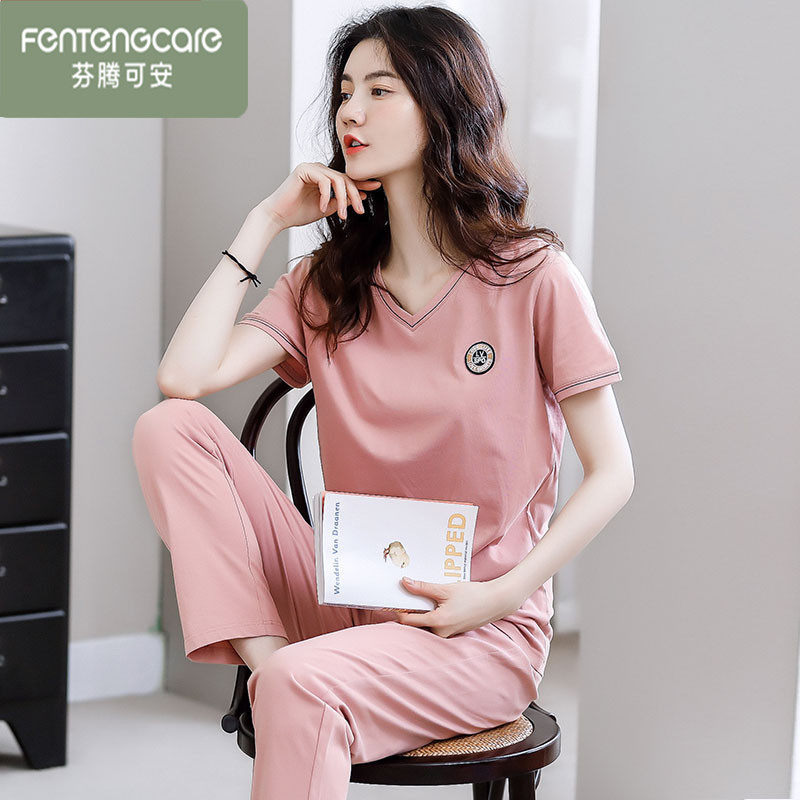 芬腾可安睡衣女2024年新款夏季纯棉两件套短袖夏天女士休闲家居服,女士内衣/男士内衣/家居服,睡衣/家居服套装,淘宝优惠券,粉丝福利购,淘宝优惠卷