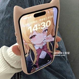 韩国INS卡通立体猫耳气囊适用小米14手机壳17Pro透明亚克力14Ultra少女嫩粉15U红米Note13pro+可爱防摔保护套
