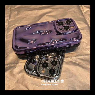 12苹果保护套11软硅胶xsmax全包8plus防摔小众紫ins女 15高级感电镀适用iphone14pro手机壳亮面凹凸13