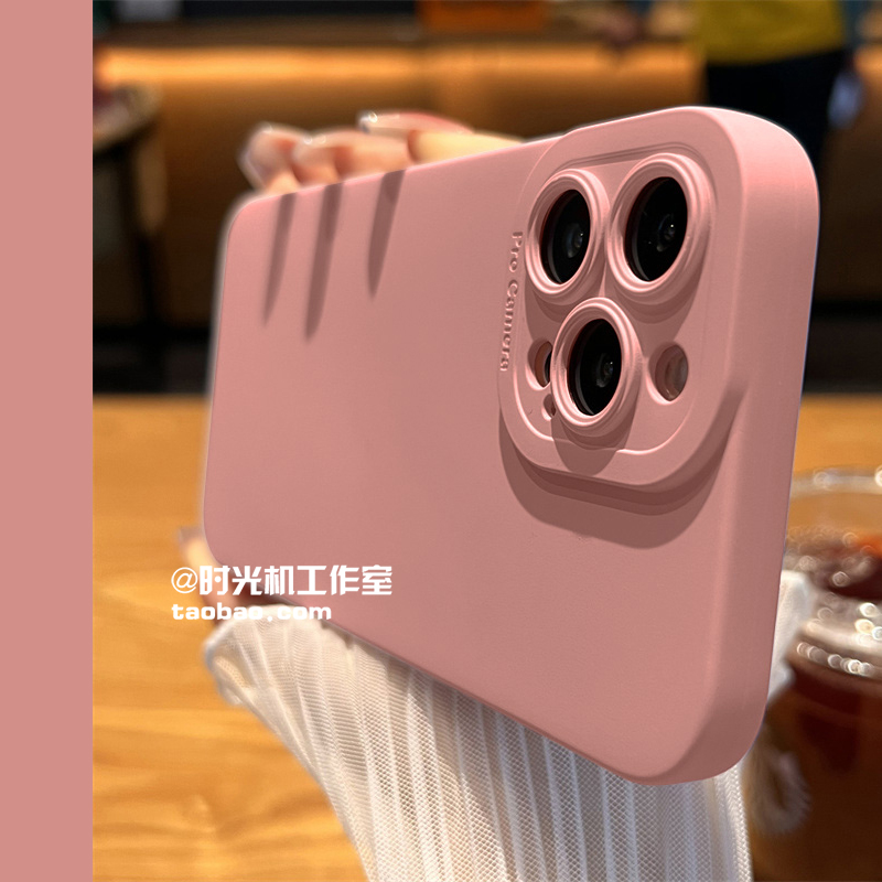 适用iPhone15Pro硅胶少女粉纯色