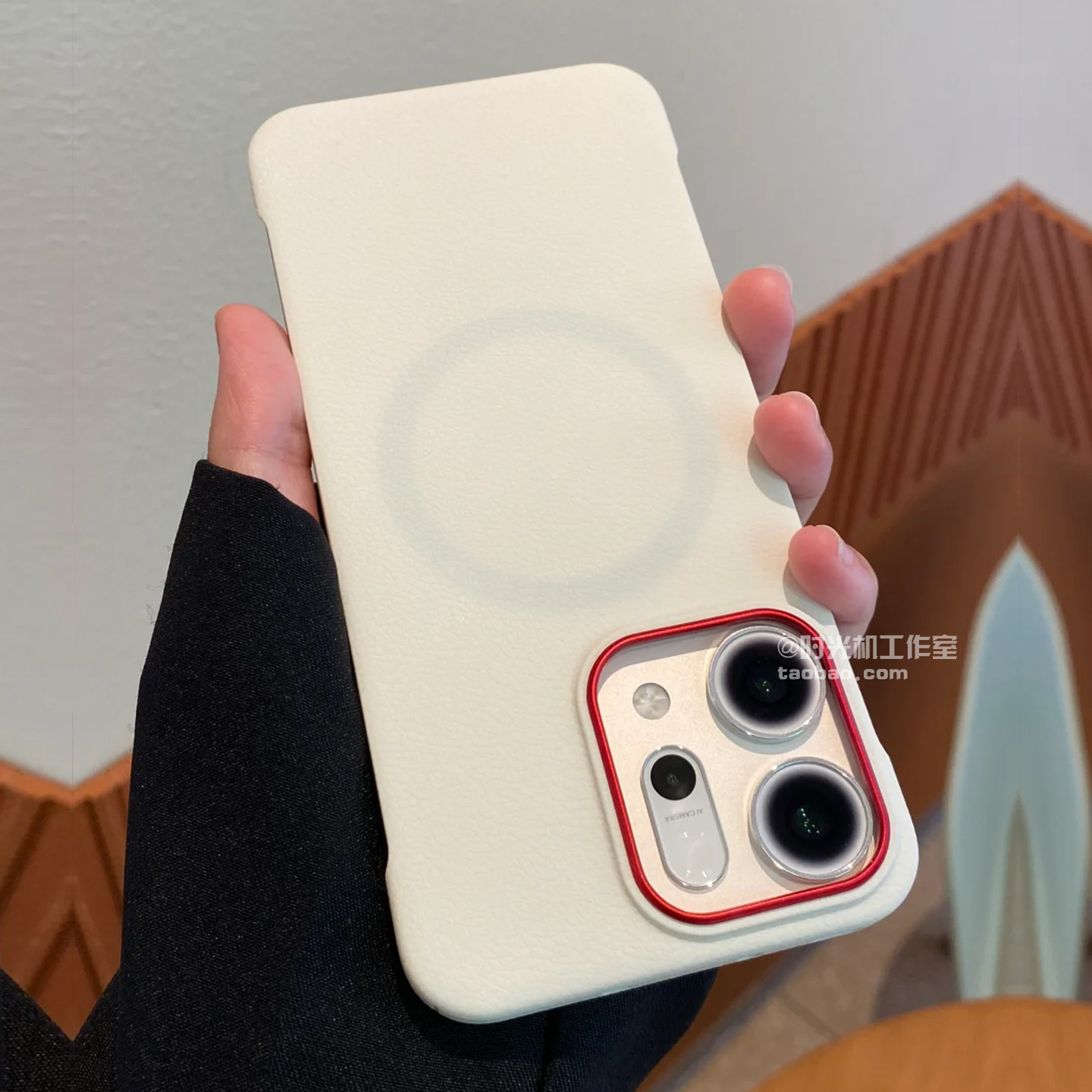 适用OPPOReno14无边框荔枝纹磁吸