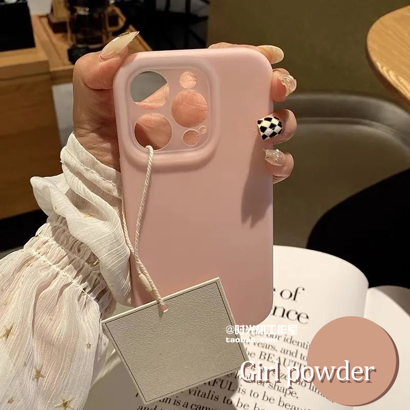 INS韩风少女粉适用iPhone16苹果16ProMax手机壳15/14PRO果冻液态硅胶13/12全包镜头肤感纯色可爱男女套