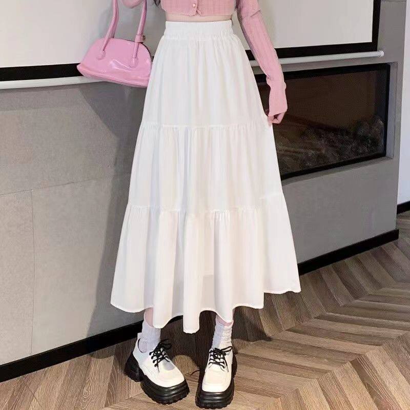 2025新款白色半身裙女春夏裙子小个子长款a字裙蛋糕裙女半身长裙