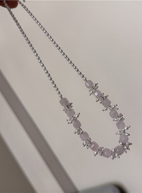 天然淡水珍珠项链小众设计粉晶石
