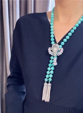 小众设计高级感长款流苏毛衣链