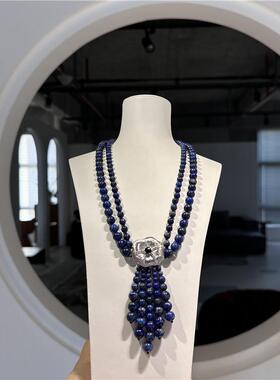 项链女蓝色首饰女多层高级青金石