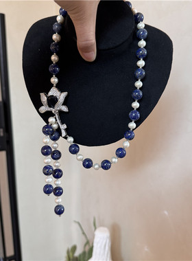 淡水珍珠青金石小众高级锁骨链女