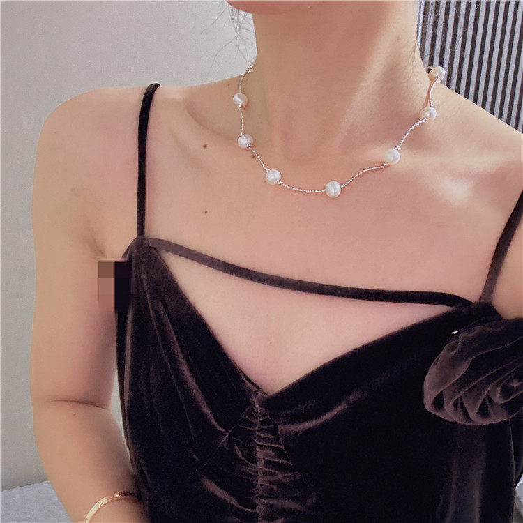 满天星天然淡水珍珠项链女时尚气质轻奢小众设计短款锁骨链送女友