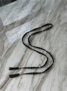 黑色首饰黑玛瑙一款多戴毛衣链女