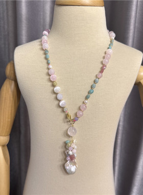 彩色串珠设计款毛衣链轻奢气质女