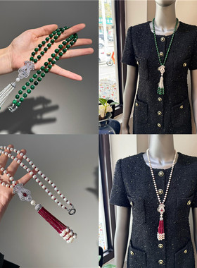 长款首饰女流苏毛衣链女珍珠轻奢