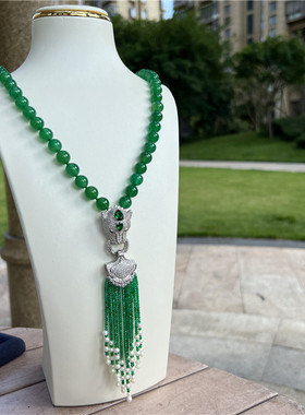 绿玛瑙毛衣链女长款首饰高贵大气