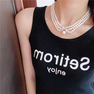 天然淡水珍珠短款 锁骨链旗袍饰品颈链生日礼物 项链优雅复古法式