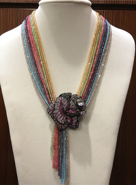 新款彩色系列水晶项链多层短款
