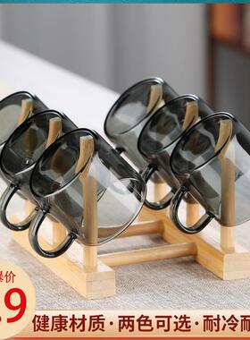 玻璃小茶杯轻奢烟灰色小杯子茶碗家用耐热功夫茶具茶杯套装品茗杯