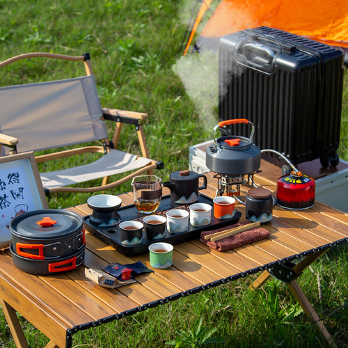 户外露营茶具套装带烧水炉锅具