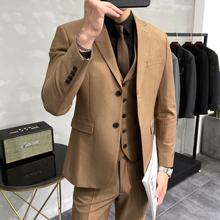 套装 修身 男士 英伦单排扣西服休闲韩版 高级感轻奢单西外套 正装 西装