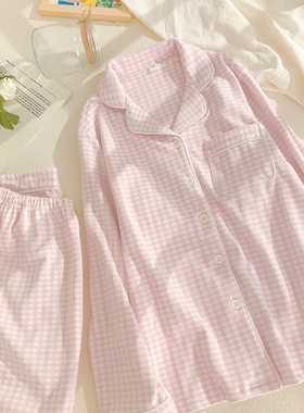 日系德绒格子睡衣女加厚秋冬保暖家居服加绒长袖胖MM大码绒布套装