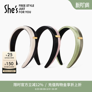 shes茜子小香风黑白拼色发卡洋气时尚 通勤 发捆发箍女头箍头饰时尚