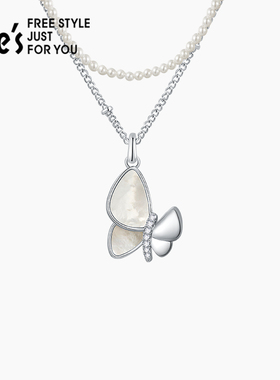 shes轻简珍珠拼接双层叠戴项链